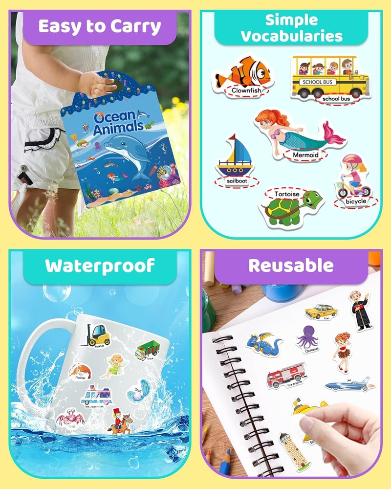 Benresive Reusable Sticker Books for Kids, Sticker Books for Toddlers, Toddler Travel Toys Activities Crafts Ages 3 and Up Birthday Gifts - Ocean Animals, Fairy and Vehicle - Image 5